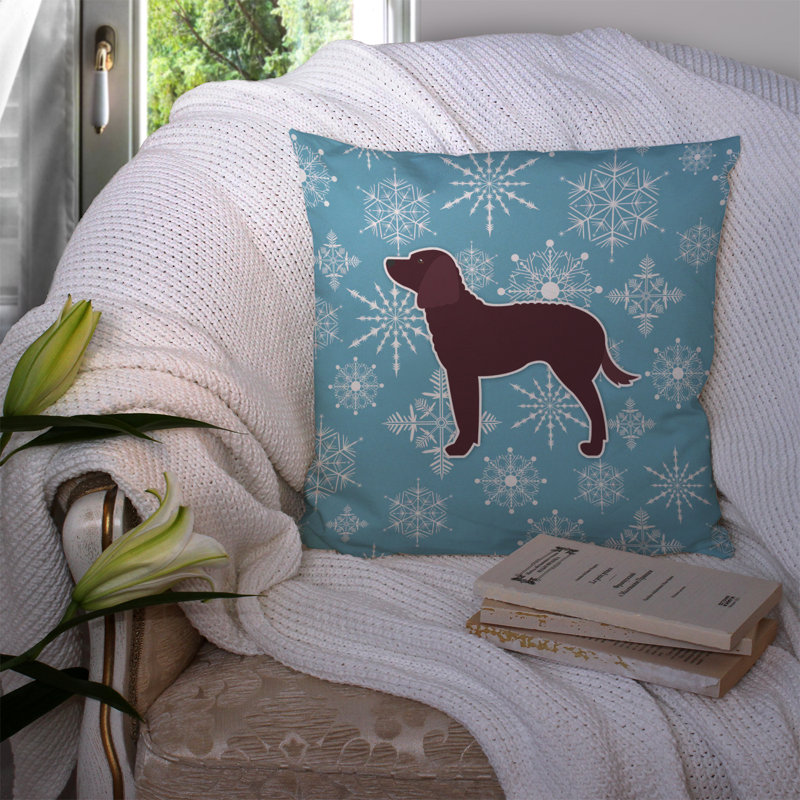 Coussin intérieur/extérieur en flocons d’hiver, H 14 po x l 14 po x P 3 po