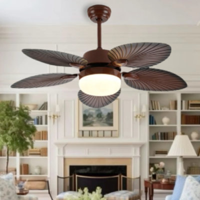 American Vintage Wine Red Ceiling Fan - 5 Blades, 3-Color Remote Control, Classic Design