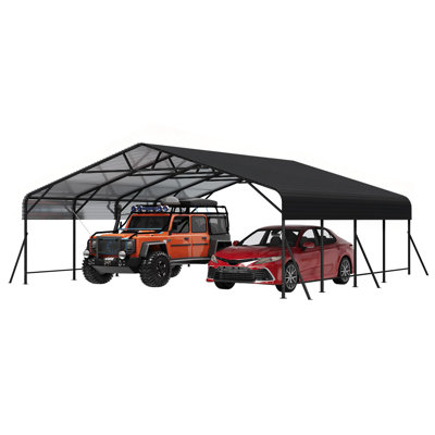 20x20x9FT Metal Carport, Metal Garage with Reinforced Frame and Base for All Weather, Heavy Duty Carports Canopy for Car, Boats and Tractor