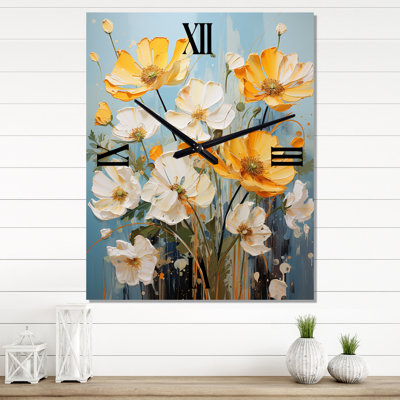 Yellow Buttercups Neon Sunshine I - Buttercups Wall Clock Oversized