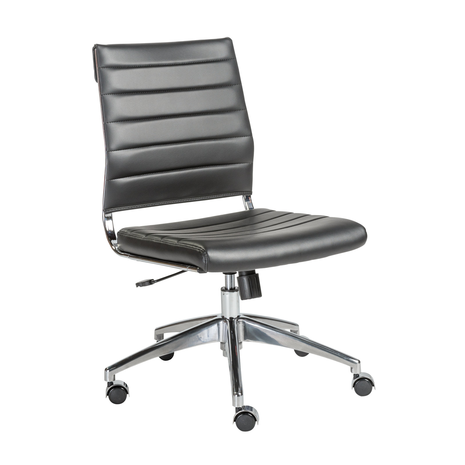 Rossie Swivel Office Chair, Gray Faux Leather, No