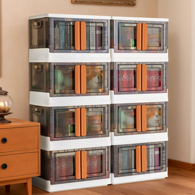 Collapsible Storage Bins With Lids, Stackable Storage Bins With Doors And Wheels