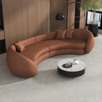 Italian Minimalist Curved Brown Sofa