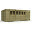 Total Sheds 18ft x 9ft Pent Garden Shed - Double Door - With Windows - Pressure Treated Timber - UK Manufactured