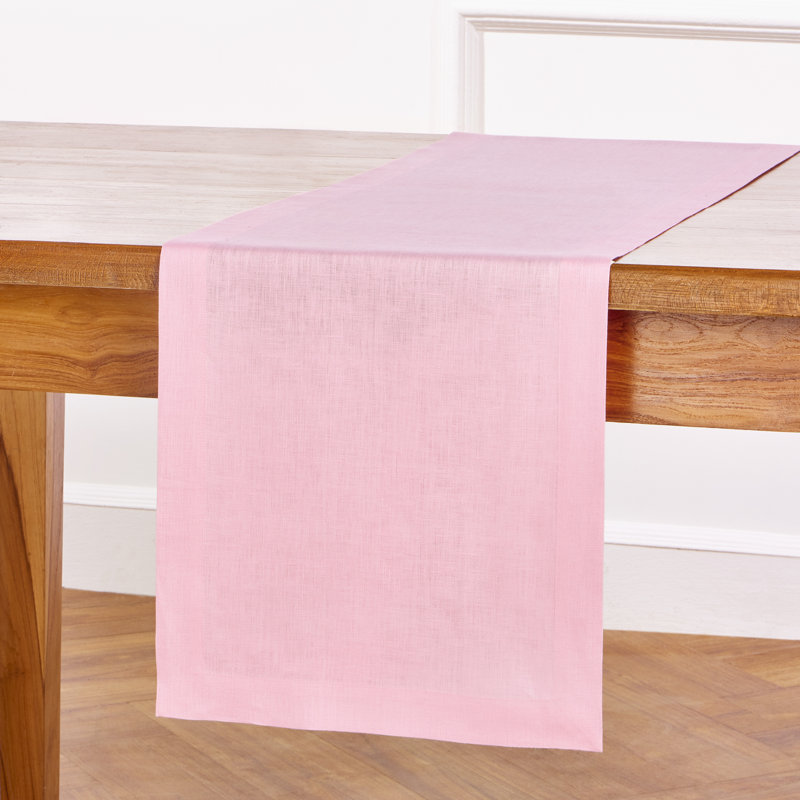 100% Pure Linen Table Runner - Fete, Solid Color, 144" x 14", Ice Water