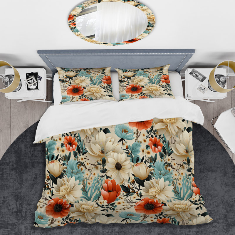 Ensemble de housse de couette Boho Victorian Romance Victorian, Housse de couette pour grand lit et 2 taies décor