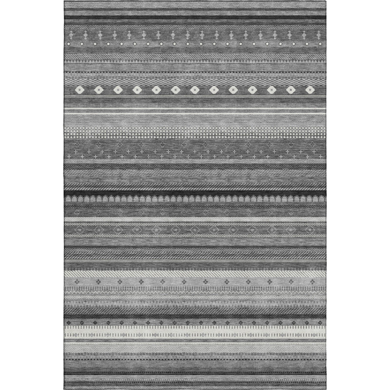Tapis rayé de qualité supérieure Mayfield, Gris, 3' x 5'