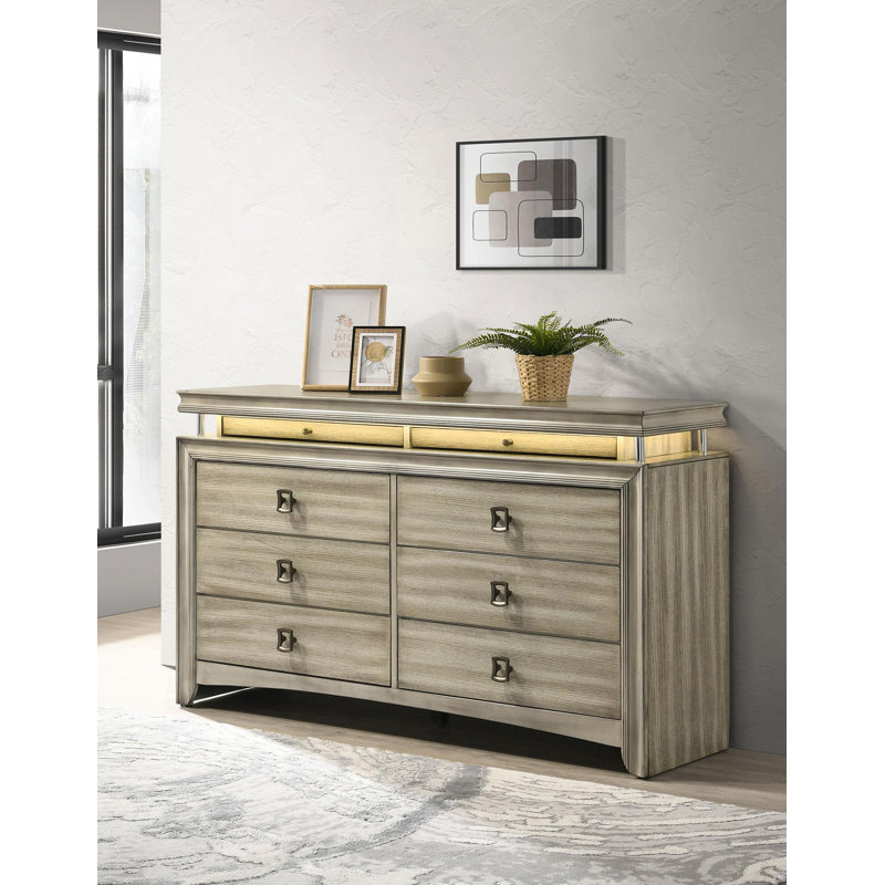 Commode 8 tiroirs beige rustique