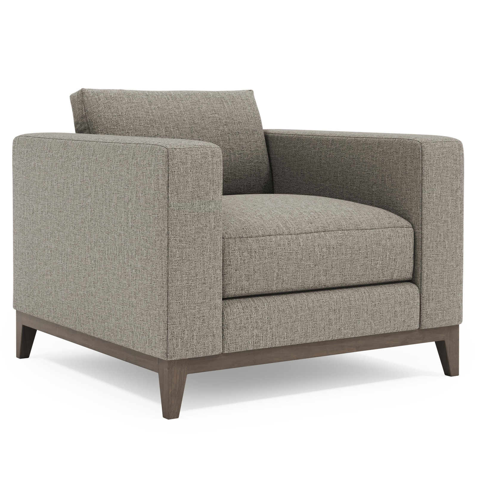 Noel Upholstered Armchair, Gray, Brown Wood