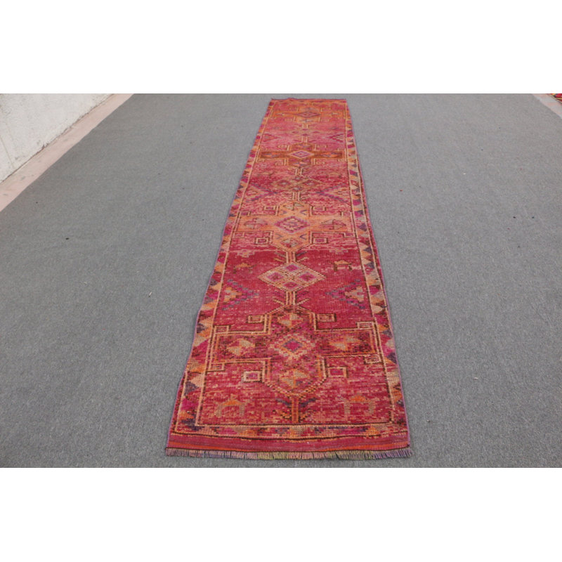 Tapis turc fait à la main en rose idéal pour les couloirs ou les escaliers et convient comme tapis de cuisine