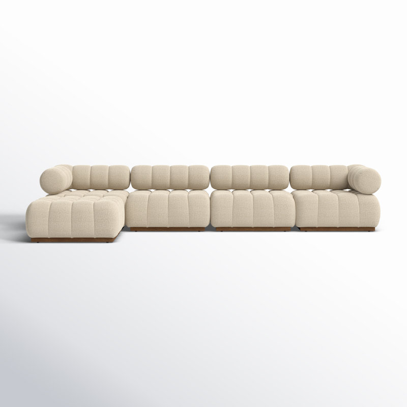 Roma Outdoor 4Pc Sectional W/ Ottoman-Ellor Brown, Ellor Brown Cushion/Stained Saddle Frame