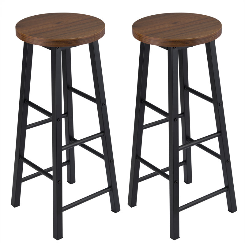 Haydenville Upholstered Counter Stool with Metal Frame, Dark Beech, Black