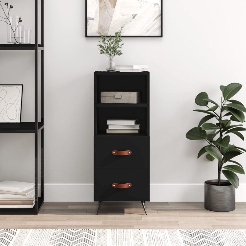 Anaelle 34.5cm W 2 - Drawer Chest of Drawers, Black