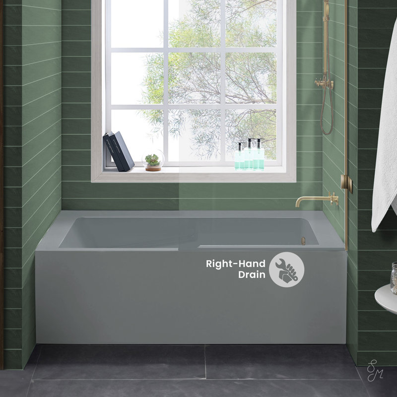 Baignoire en alcôve avec tablier gris mat 60 po x 32 po Voltaire, Oui