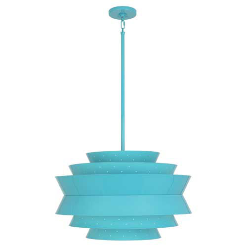 Pierce 3 - Light Chandelier, Egg Blue Gloss, Egg Blue