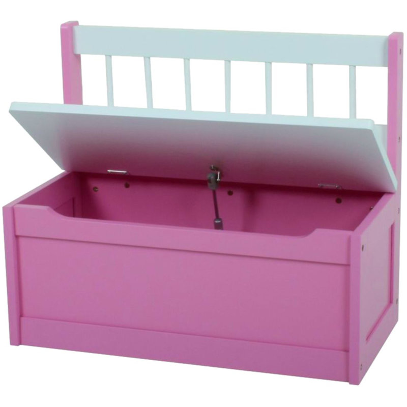 Elliott Wooden Bench With Storage Space, White/Pink