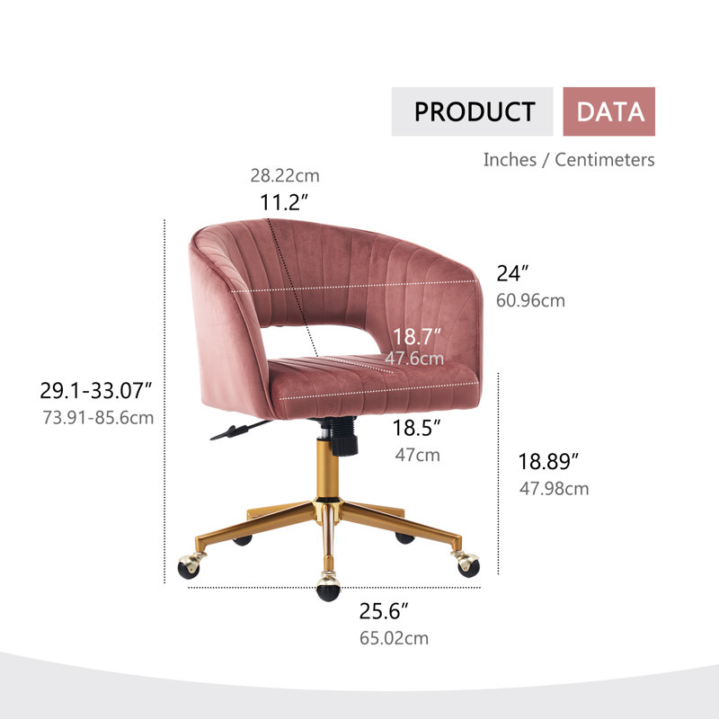 Fauteuil de bureau Carrington, Rose