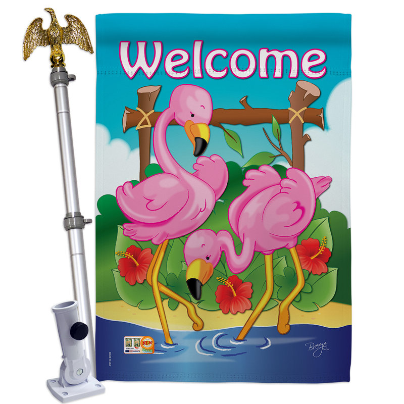 Polyester à 2 faces 40 x 28 po Flamingos Ensemble de drapeaux