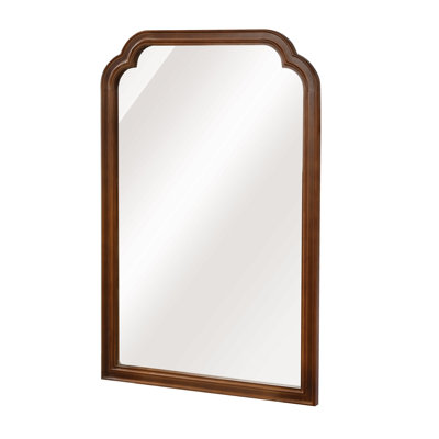 Black Walnut Color 24" x 36" Solid Wood Frame Rounded Corner Decorative Mirror