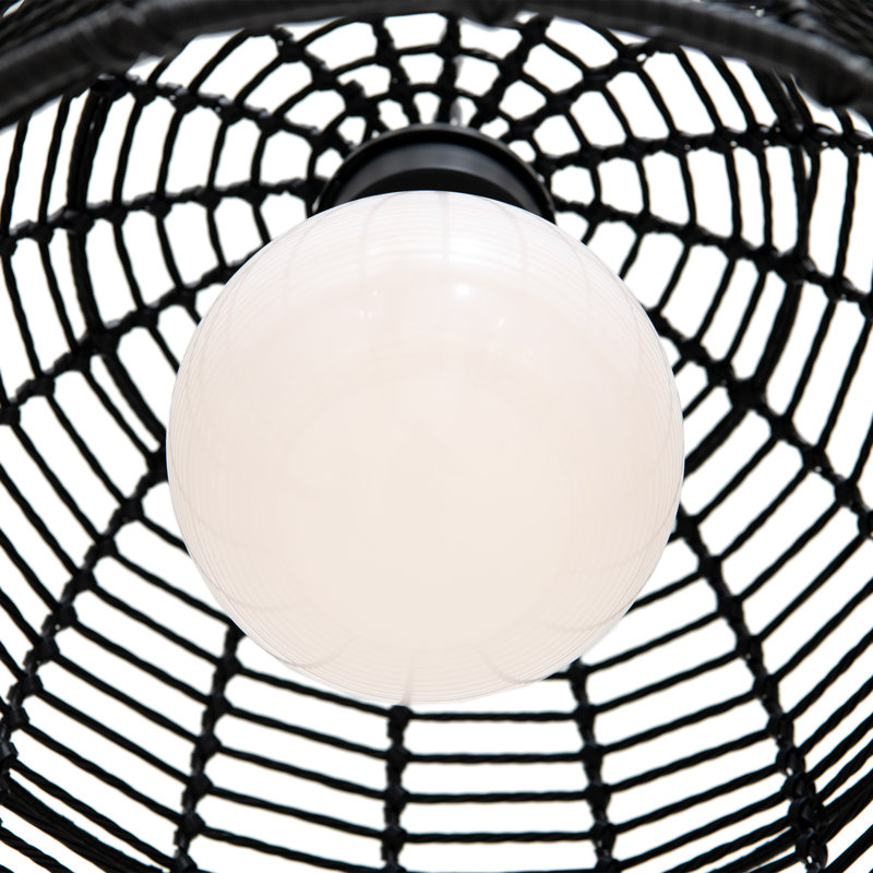 SUNJOY Outdoor Chandelier Wicker Hanging Light Fixture with Remote Control - Black, Black