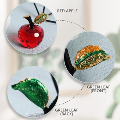 Mini figurine de collection en verre pomme rouge Faux cadeau de pomme cristal papperweights verre fruits décoratifs pour la maison cuisine ornements de centre de table (rouge)