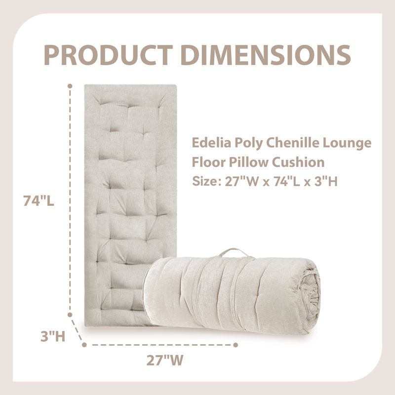 Ivory Chenille Tufted Lounge Floor Pillow Cushion