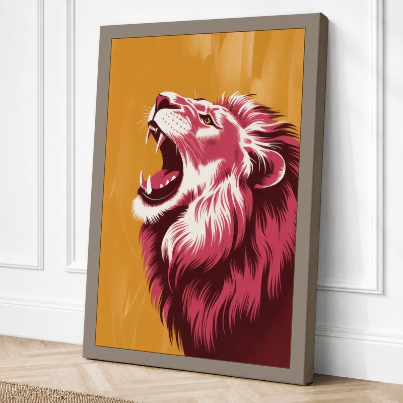 Roaring Lion Modern 1 Piece Wrapped Canvas Wall Art, 30x20 - 76.2 x 50.8 cm, Taupe Border