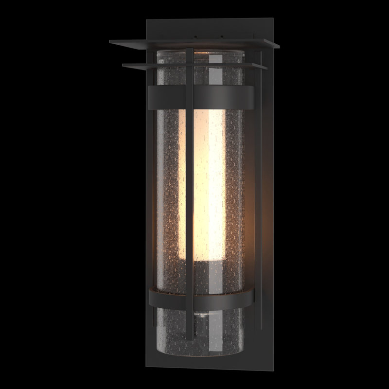 Torch Seeded Glass Outdoor Flush Mount, Coastal Black, 20.3" H x 9.4" W x 8" D
