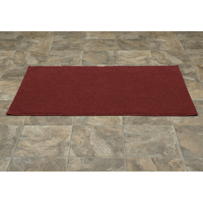 Roanoke Cotton Bath Rug with Non-Slip Backing, Red, 24" x 40"