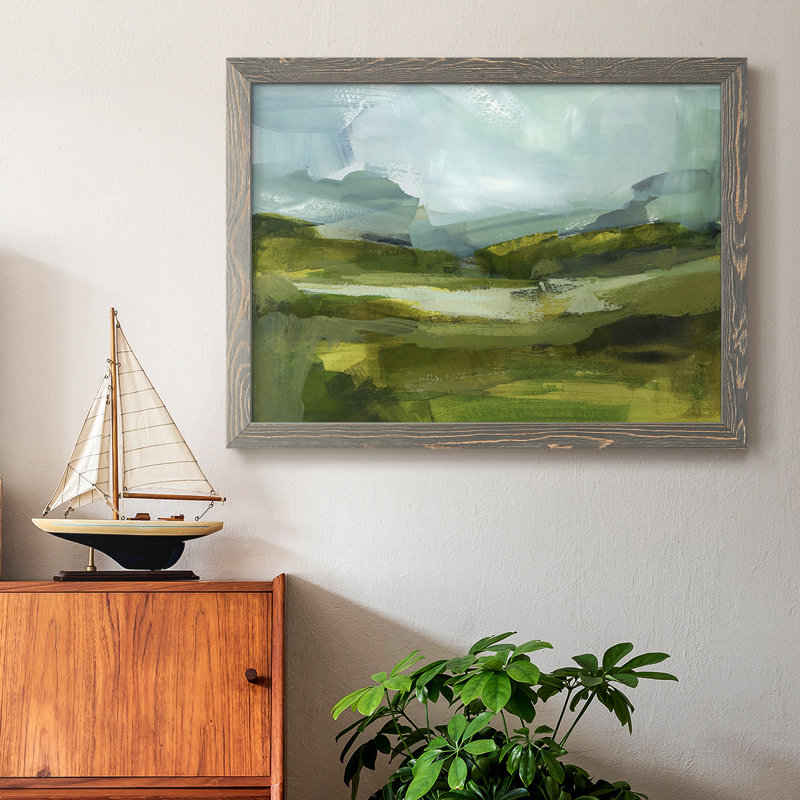 Vue d'émeraude III, H 18 po x l 26 po x P 1,5 po, Encadré gris