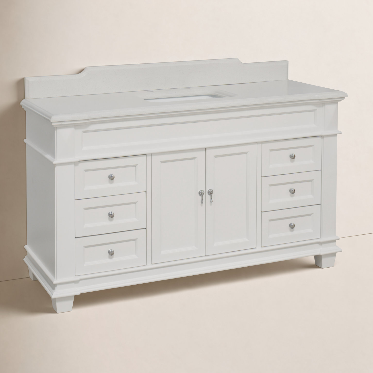 Ensa 60'' Single Bathroom Vanity, White, Quartz