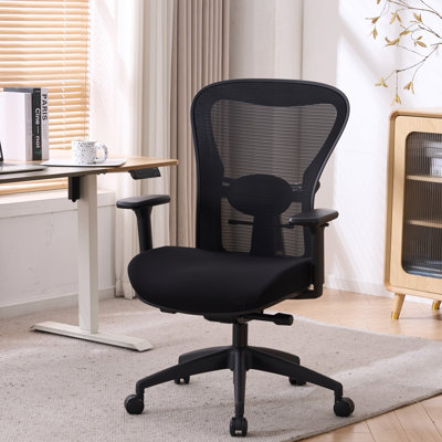 Ergonomic Mesh Office Chair with Seat Slide & 3D Armrest, Modern Computer Chair with Adjustable Lumbar, 135°Rocking Desk Chair for Office & Commercial Use