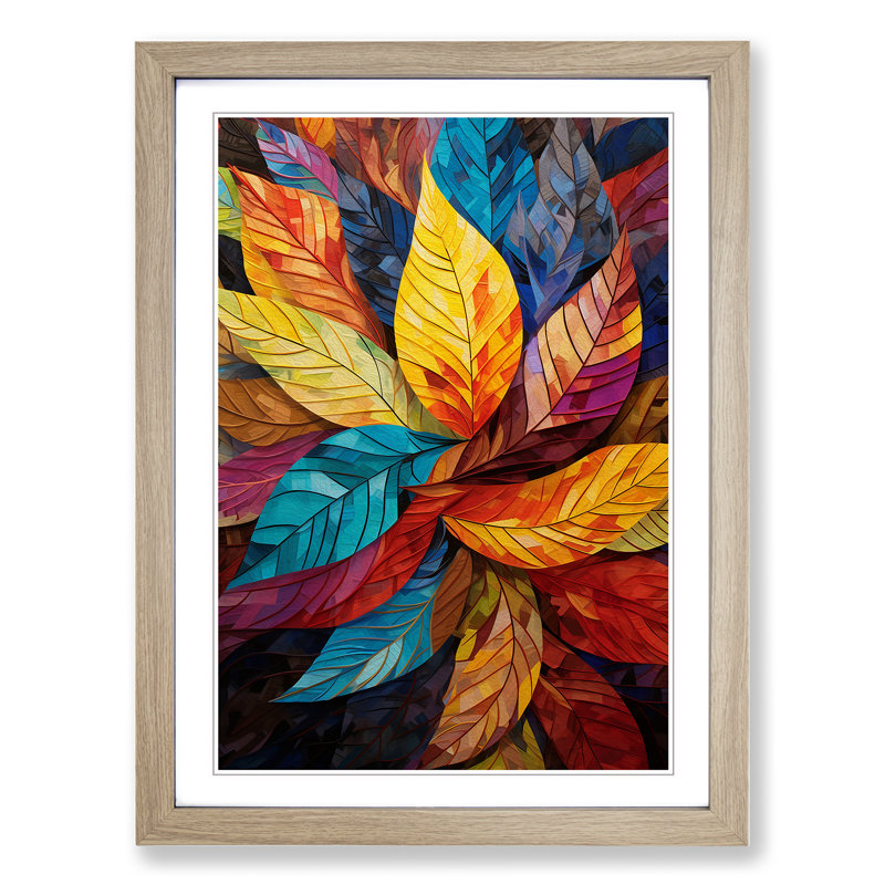 Leaf Constructivism - Framed Print, 46cm H x 34cm W x 2cm D, Oak