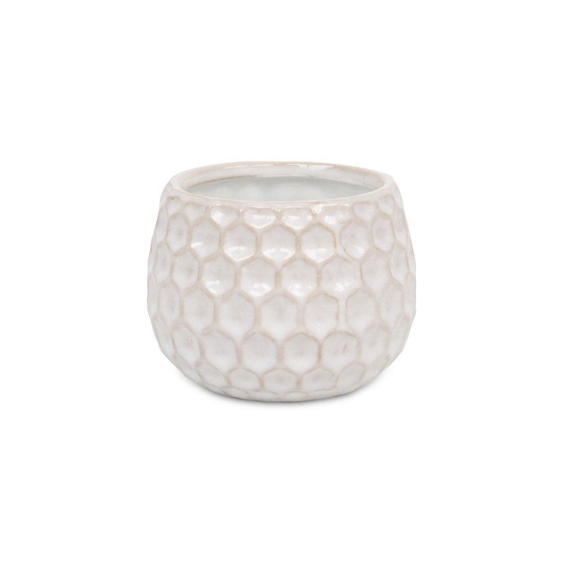 Pot à fleurs en céramique Eddins, Blanc, H 4 po x l 4,25 po x P 4,25 po
