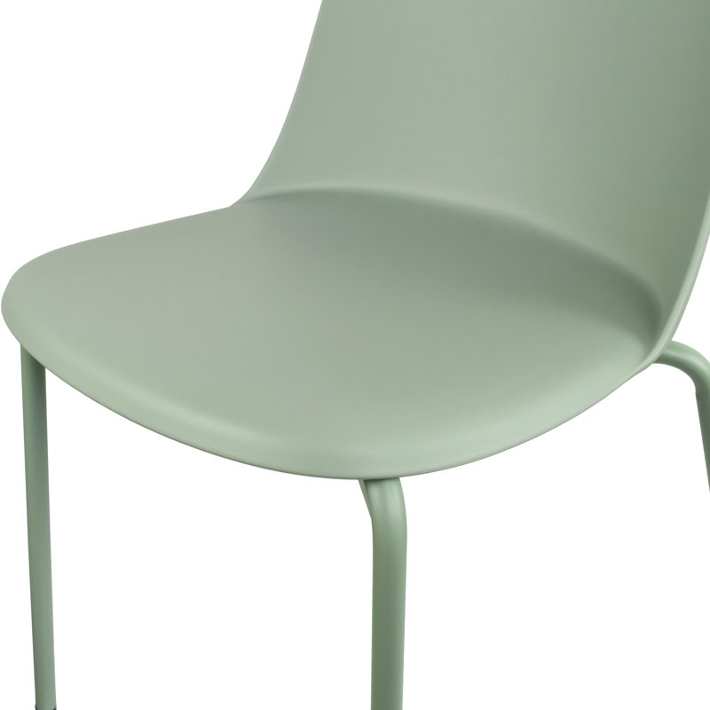 Walthall Stackable Dining Chairs - Set of 2 Modern Plastic Chairs with Sturdy Iron Legs - Space-Saving Side Chairs for Kitchen & Dining Room
