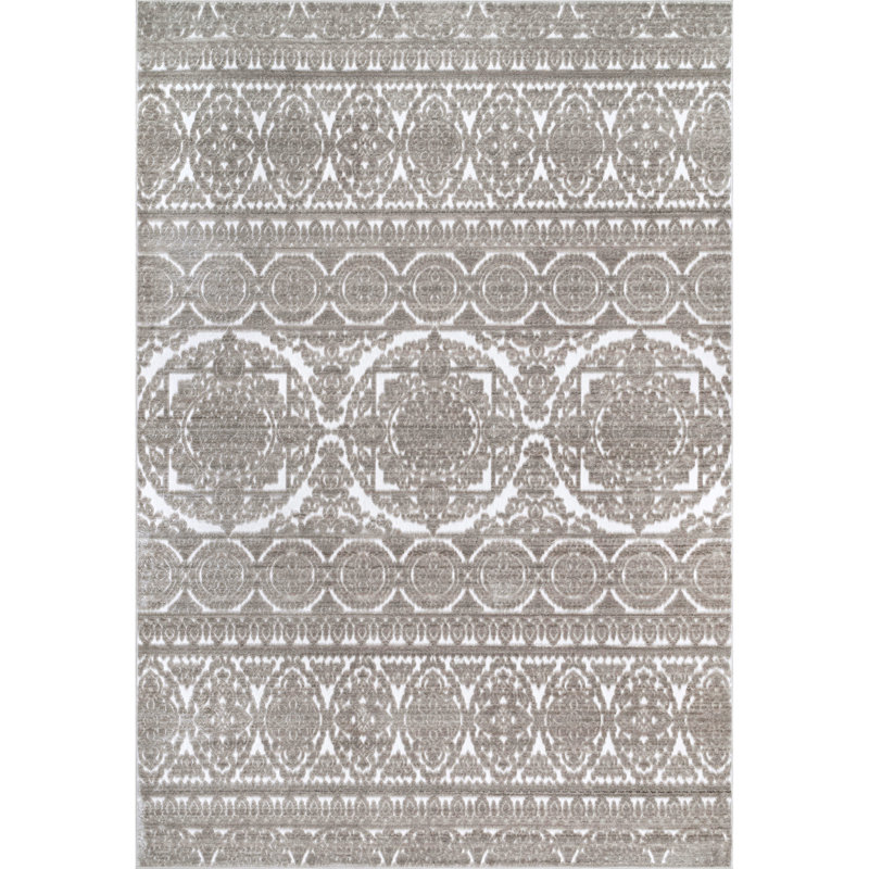 Tapis gris à motif géométrique Troutdale, Rectangle 4 pi x 6 pi