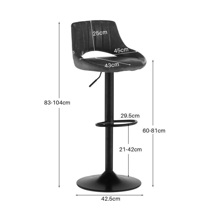 Salma Swivel Upholstered Adjustable Height Counter Stool with Metal Frame, Grey