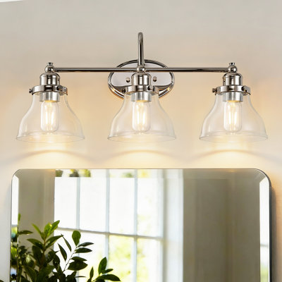 Luminaire de meuble-lavabo 24 po (l) Chrom avec abat-jour en verre fantaisie