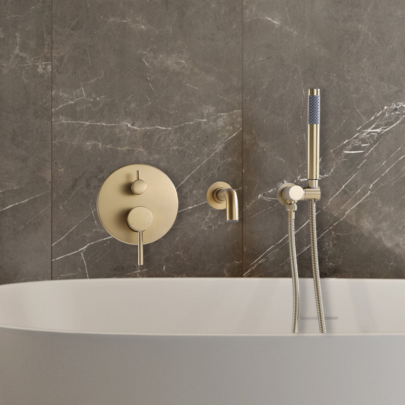 2 Handle Bathroom Roman Tub Faucet with Diverter, Gold