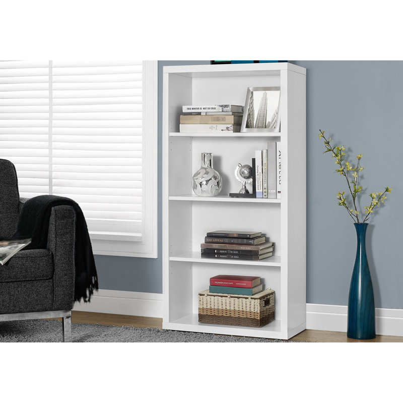 5 Tier Bookcase, White Laminate Finish, 48" High, Contemporary For Bedroom Office 48"H Laminate, Decor