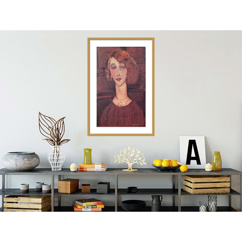Renee par Amedeo Modigliani - estampe numérique encadrée, H 41,5 po x l 28,22 po