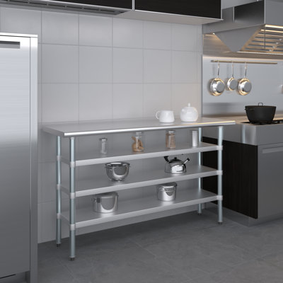 Stainless Steel Table With Three Undershelves