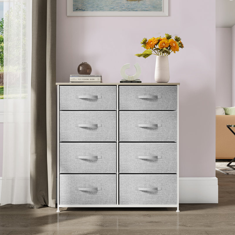86cm W 8 - Drawer Chest of Drawers, Light Grey/White