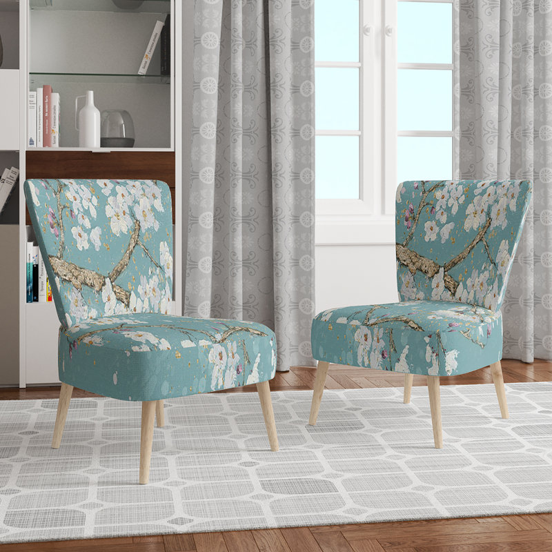 Chaise d'appoint en velours rembourrée à motif floral - Chaise d'appoint moderne à motif floral, Velours floral bleu 1