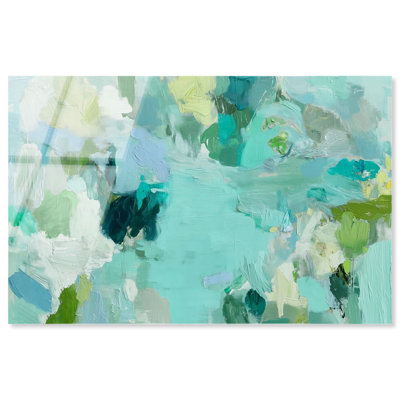 Art abstrait vert acrylique Alista par Art Remedy, prêt à être accroché