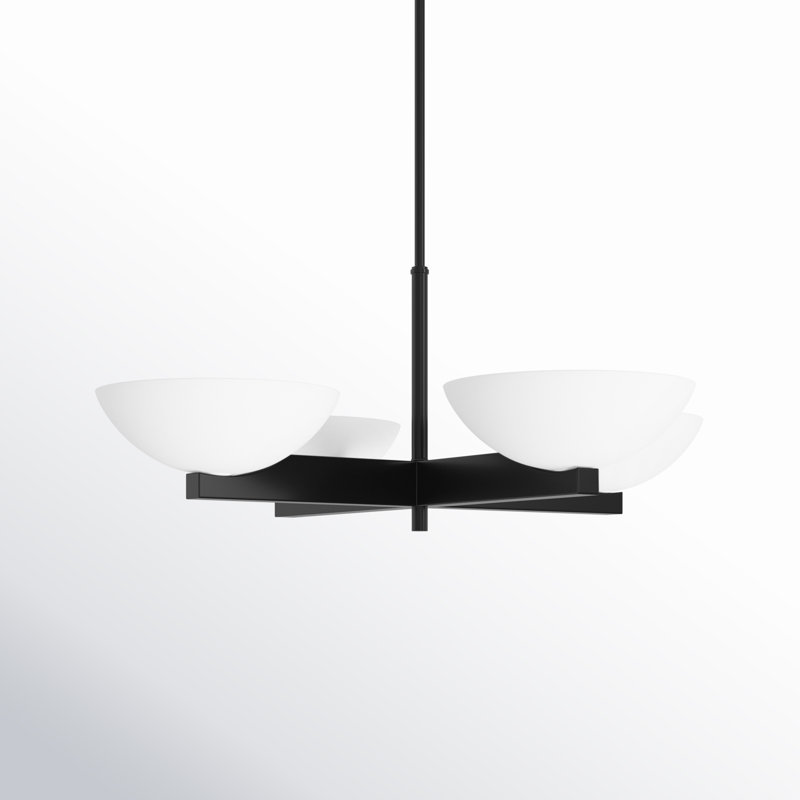 4 - Light Chandelier In Matte Black, Black