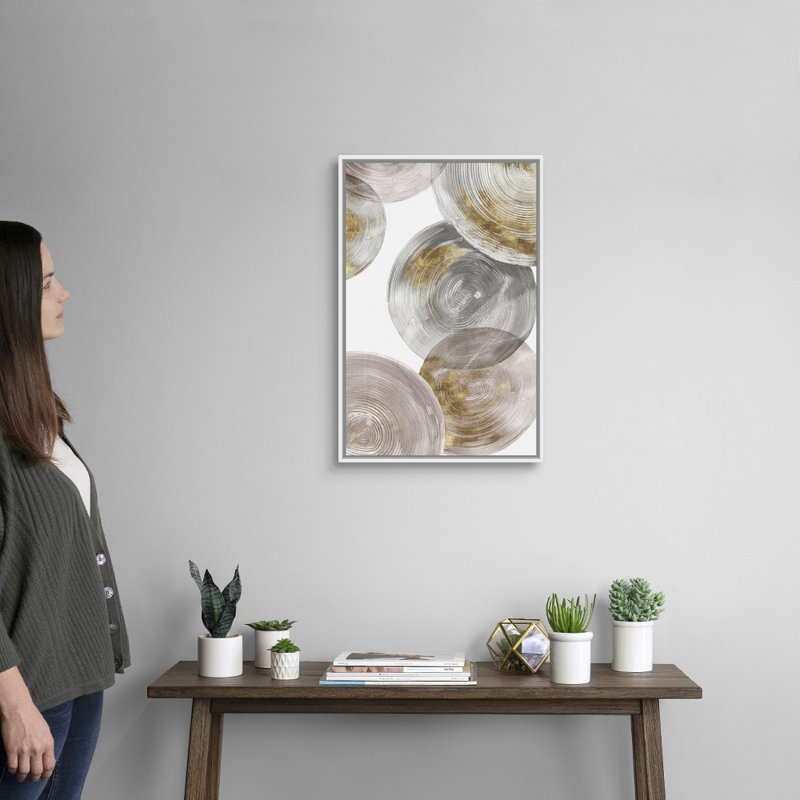 Reproduction d’art sur toile spirales, H 26 po x l 18 po x P 1,75 po, Cadre blanc