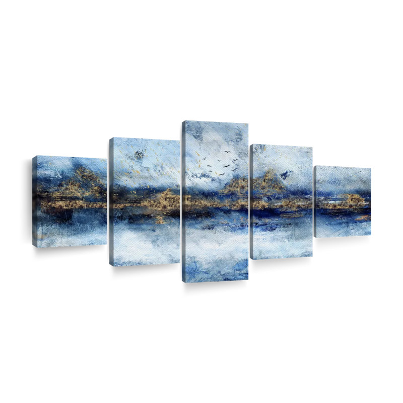 «Abstract Landscape Landscape», ensemble de 5 pièces sur toile, H 36 po x l 80 po x P 1,25 po