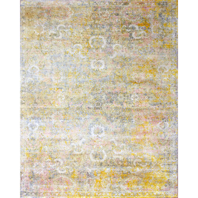Abstract Area Rug in Gold And Multi