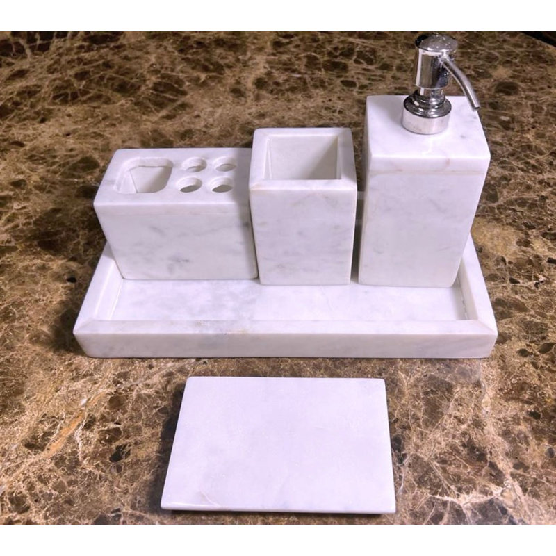 Earna Marble Bathroom Accessory Set